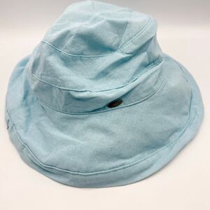 Scala Collezione Baby Blue Linen Bucket Hat Vintage